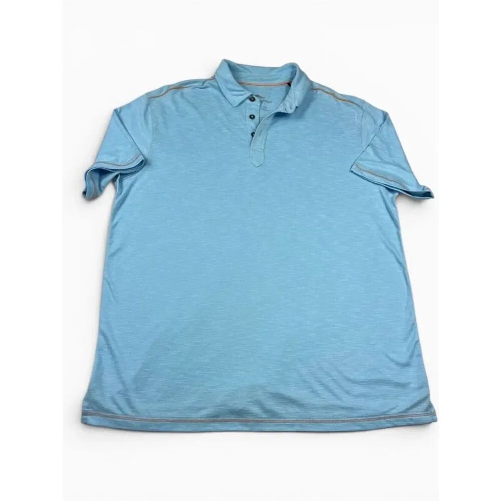 Tommy Bahama Mens Polo Shirt Blue Coastal Preppy Classic Fit Breathable Top L